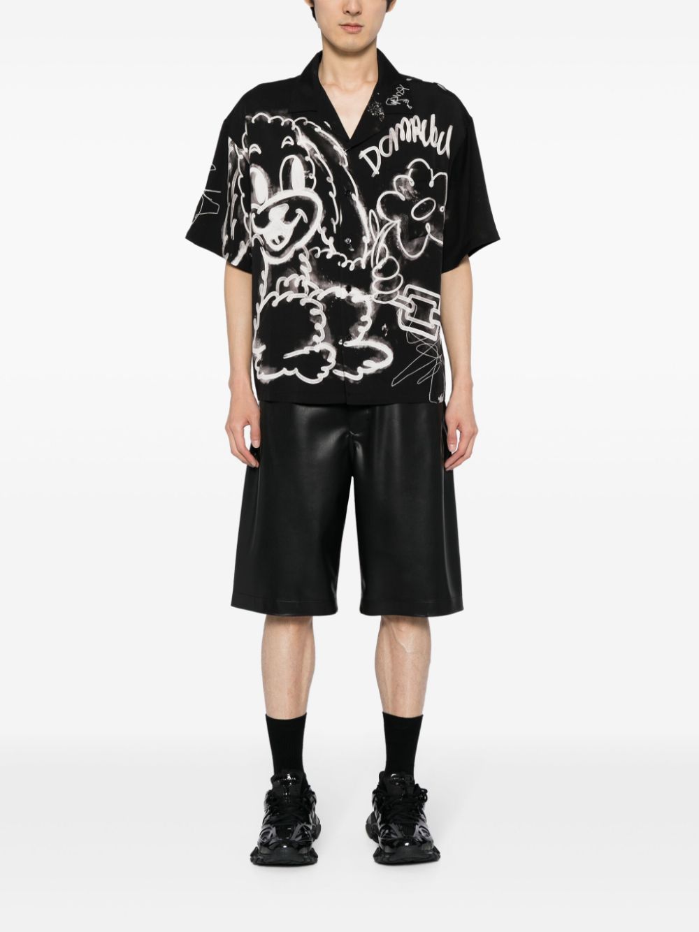 Shop Domrebel Chained Short-sleeve Shirt In 黑色