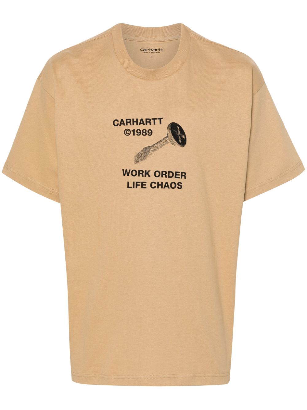 Carhartt Strange Screw Slogan-print Organic Cotton T-shirt In Brown