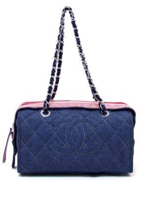 CHANEL Pre Owned 2009 2010 CC Stitch Denim Shoulder Bag Farfetch