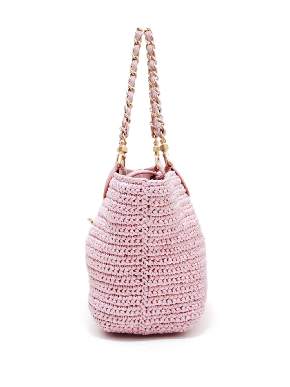 Pre-owned Chanel 2005 Cc Raffia Tote Bag In Pink