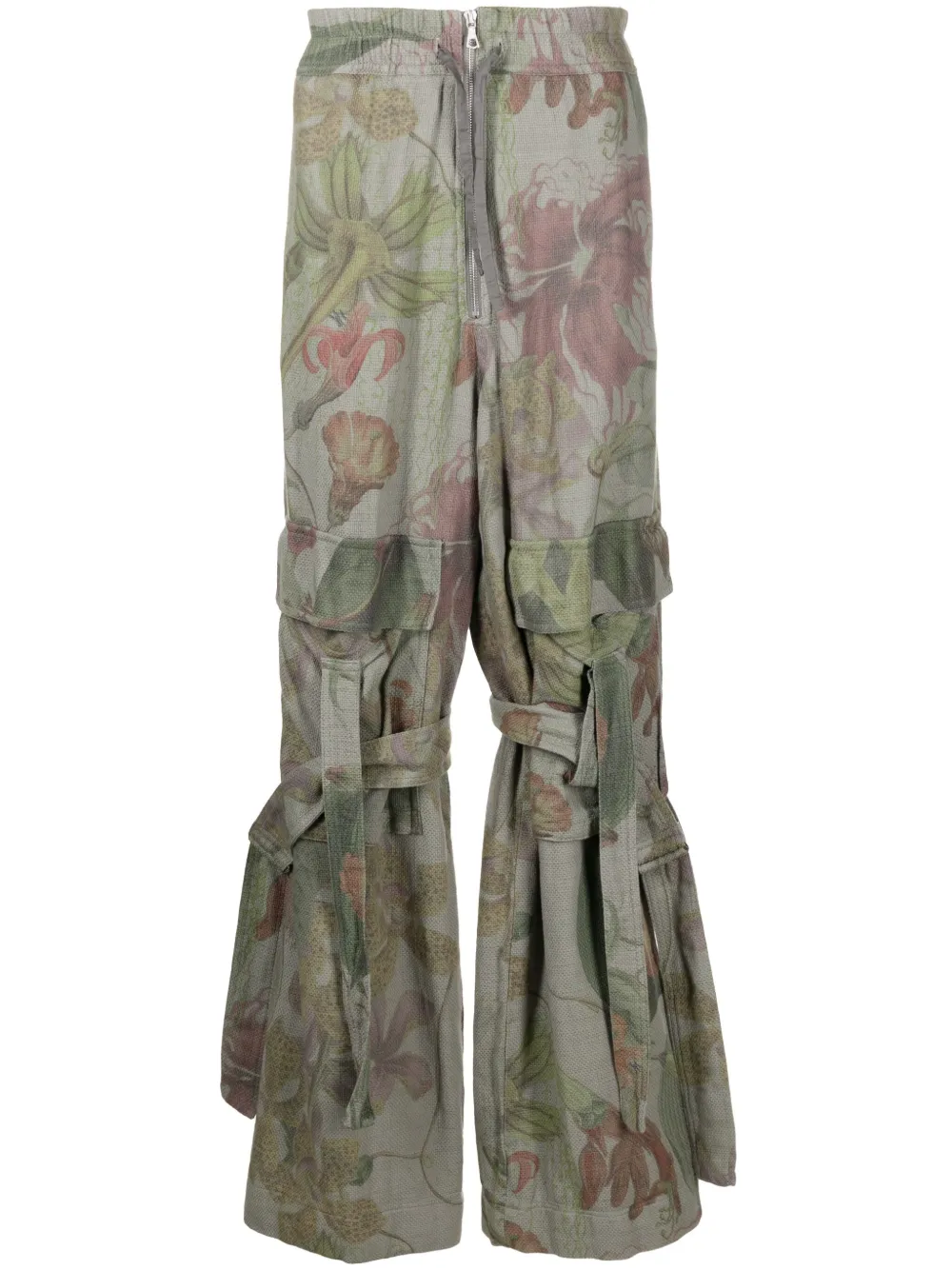 DRIES VAN NOTEN Broek met banddetail en wijde pijpen Groen