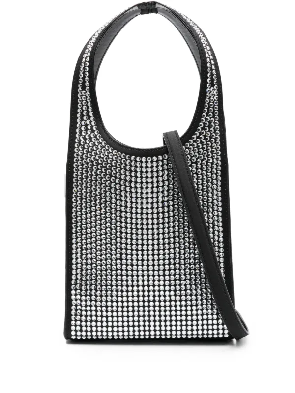 Coperni Mini Swipe Crystal-embellished Tote Bag in Black