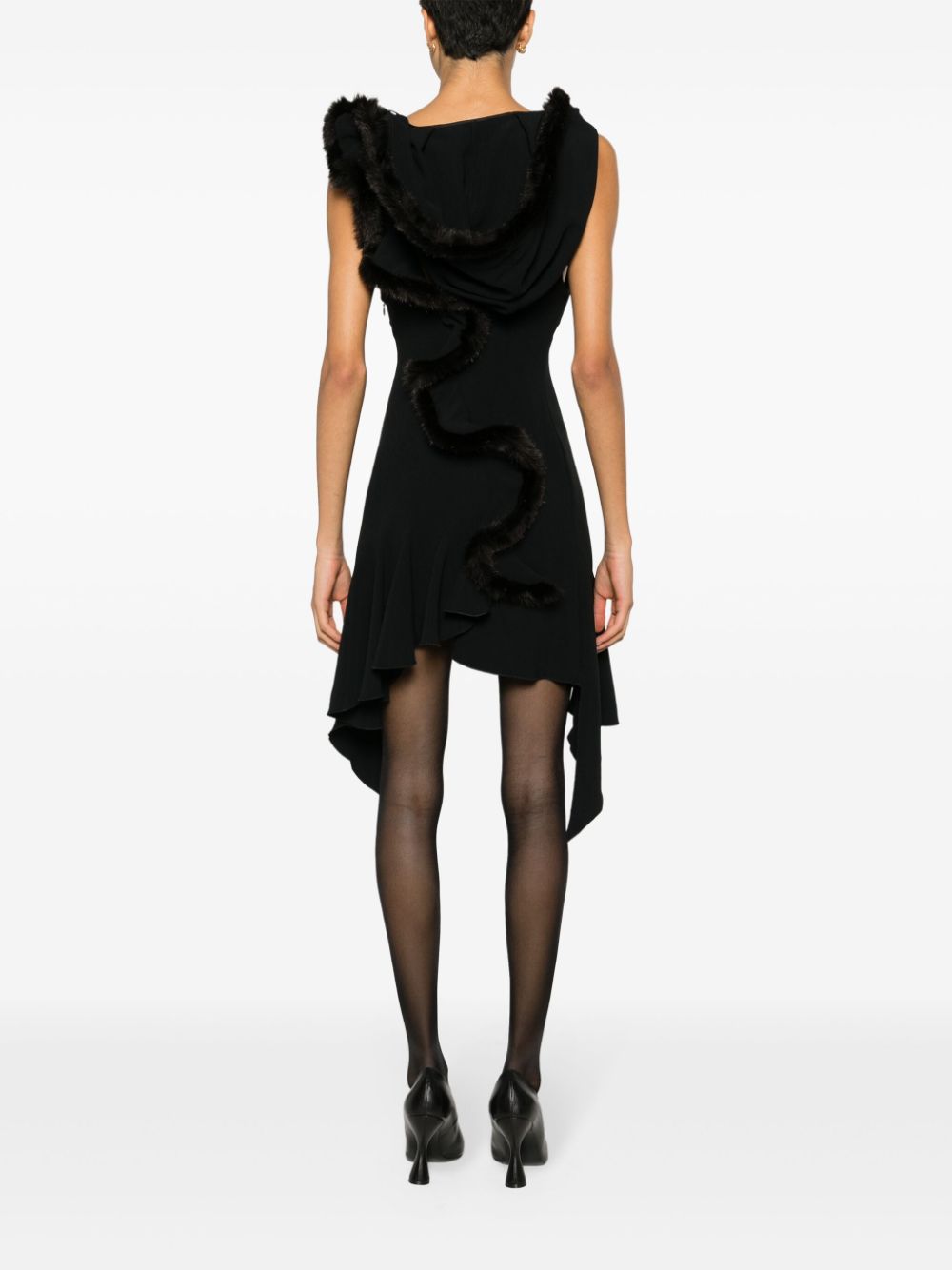Shop Coperni Asymmetric Hooded Minidress In Black