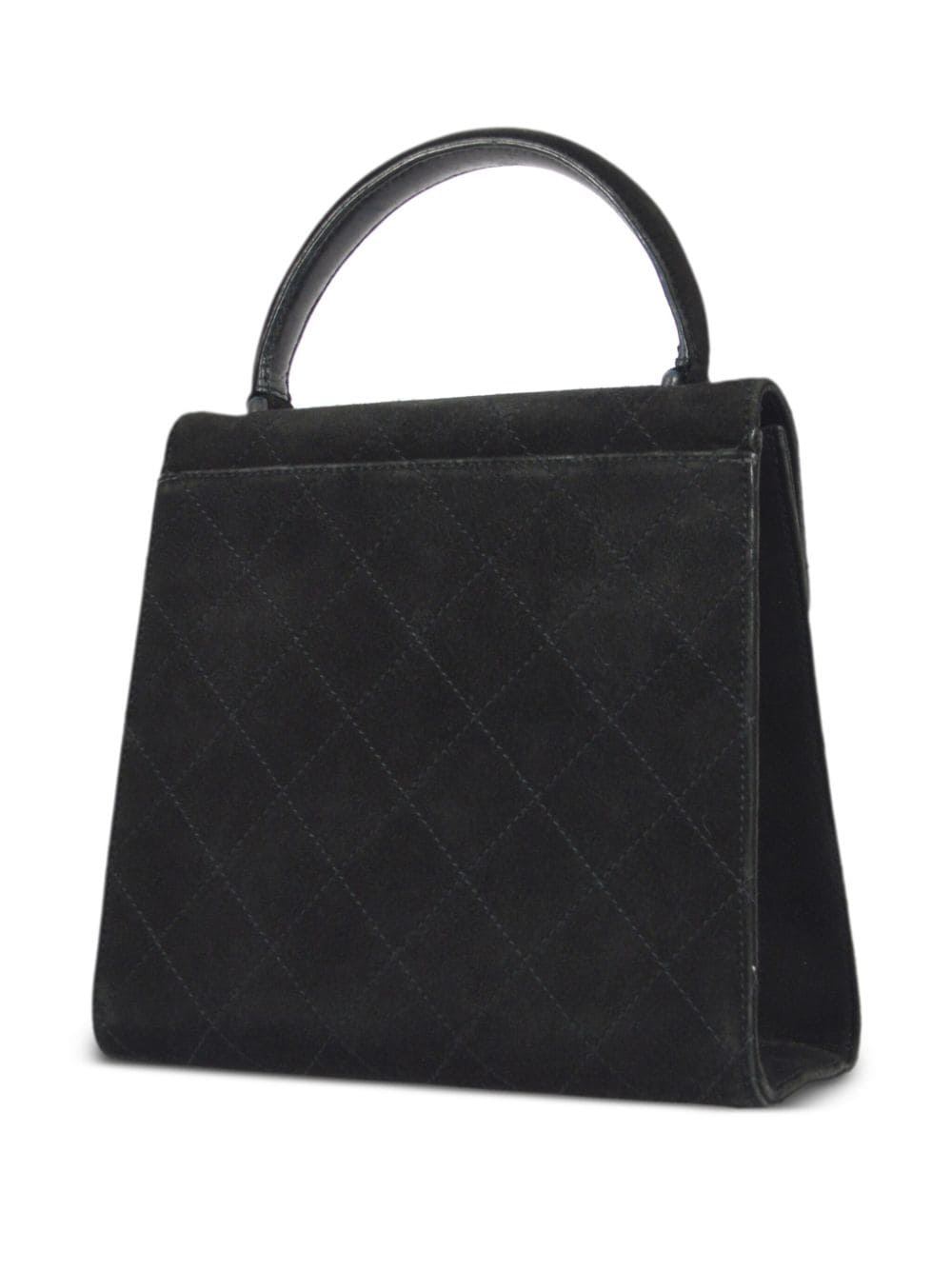 Pre-owned Chanel Mademoiselle 菱纹绗缝手提包（1998年典藏款） In Black