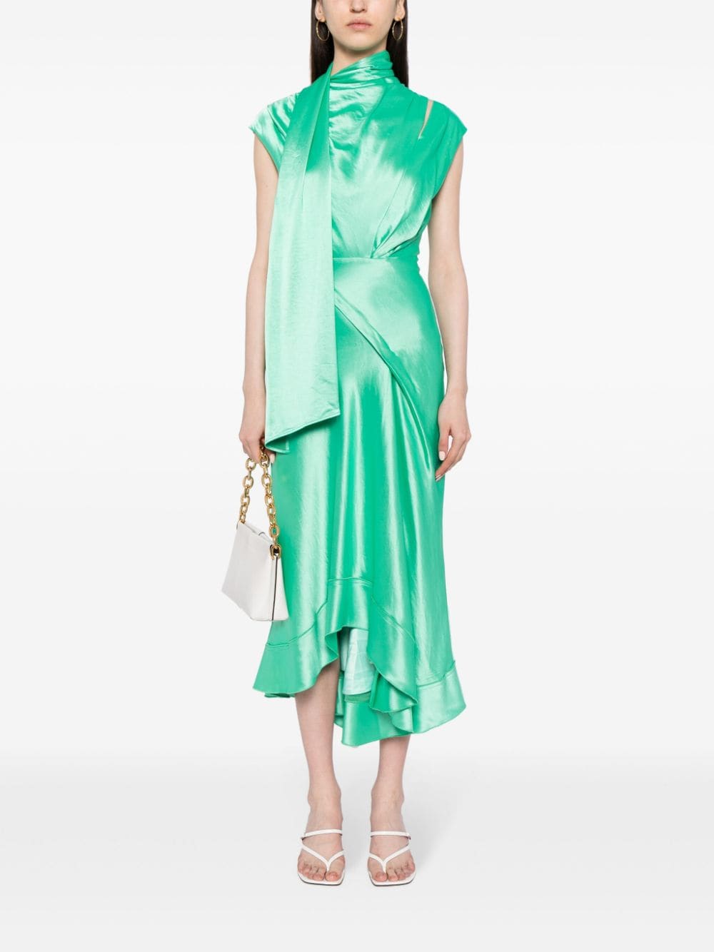 Shop Acler Giles Satin Dress In Green
