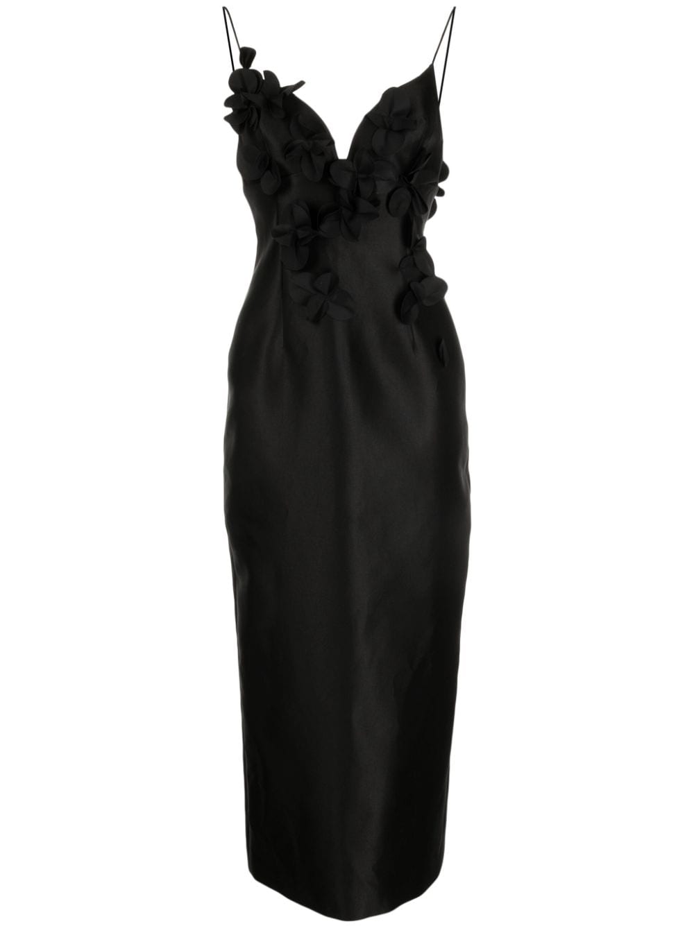 Acler Isla Column Satin Midi Dress In Black