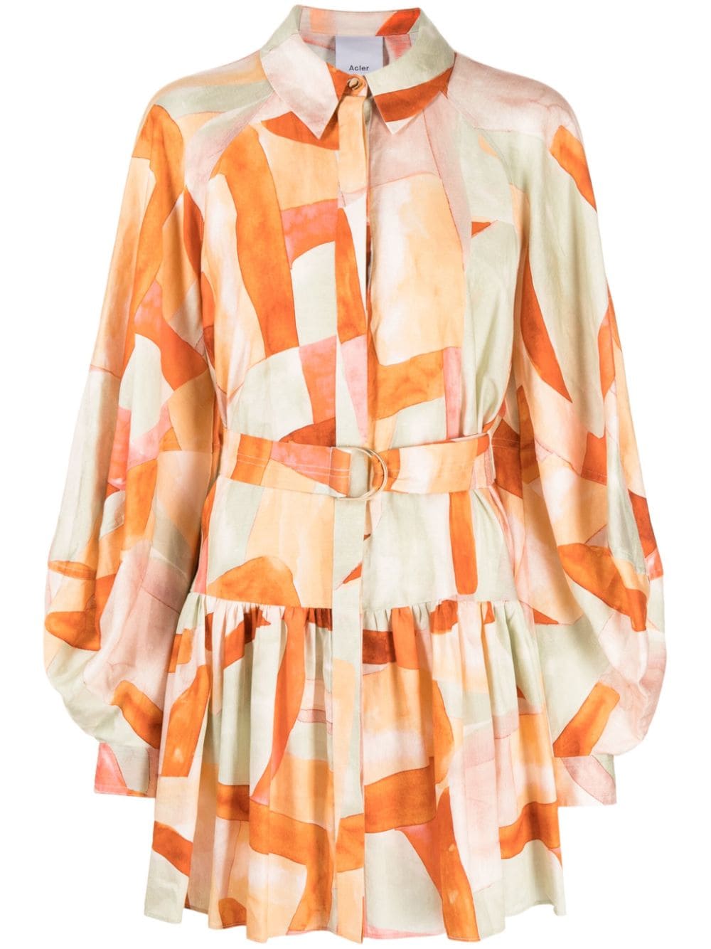 Acler Mcleod Graphic-print Minidress In Orange