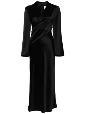 Lauren Ralph Lauren - Ruched Velvet Asymmetrical Dress - Womens - Black - Size UK 4