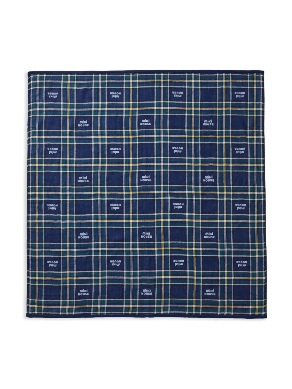 Miki House check-pattern cotton blanket | Blue | Image 1