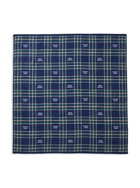 Miki House check-pattern cotton blanket 