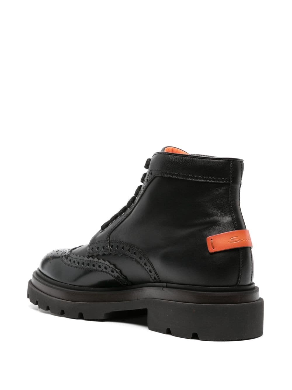 Shop Santoni Logo-patch Lace-up Leather Boots In Black