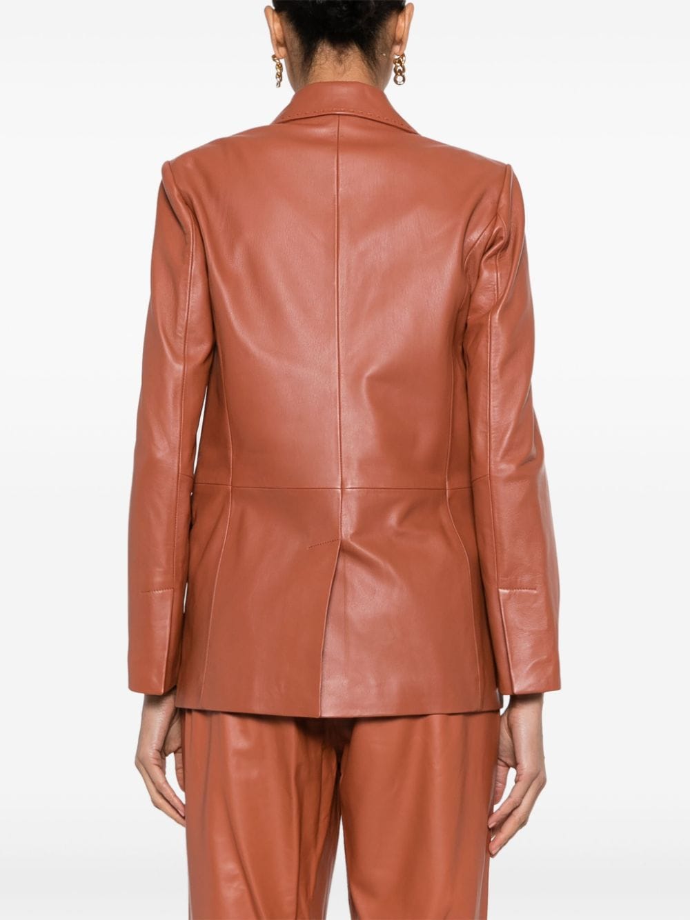 Shop Arma Brussels Leather Blazer In Brown