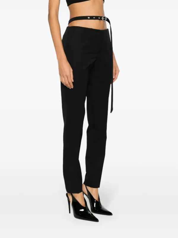 The Attico waist-strap Wool Trousers | Black | FARFETCH JO
