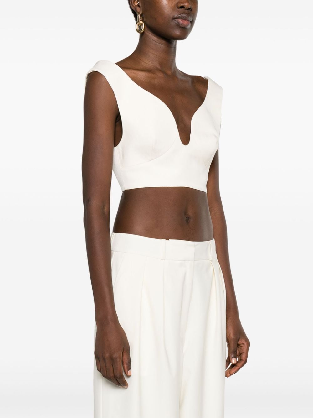 Shop Jil Sander Open-back Sleeveless Crop Top In White