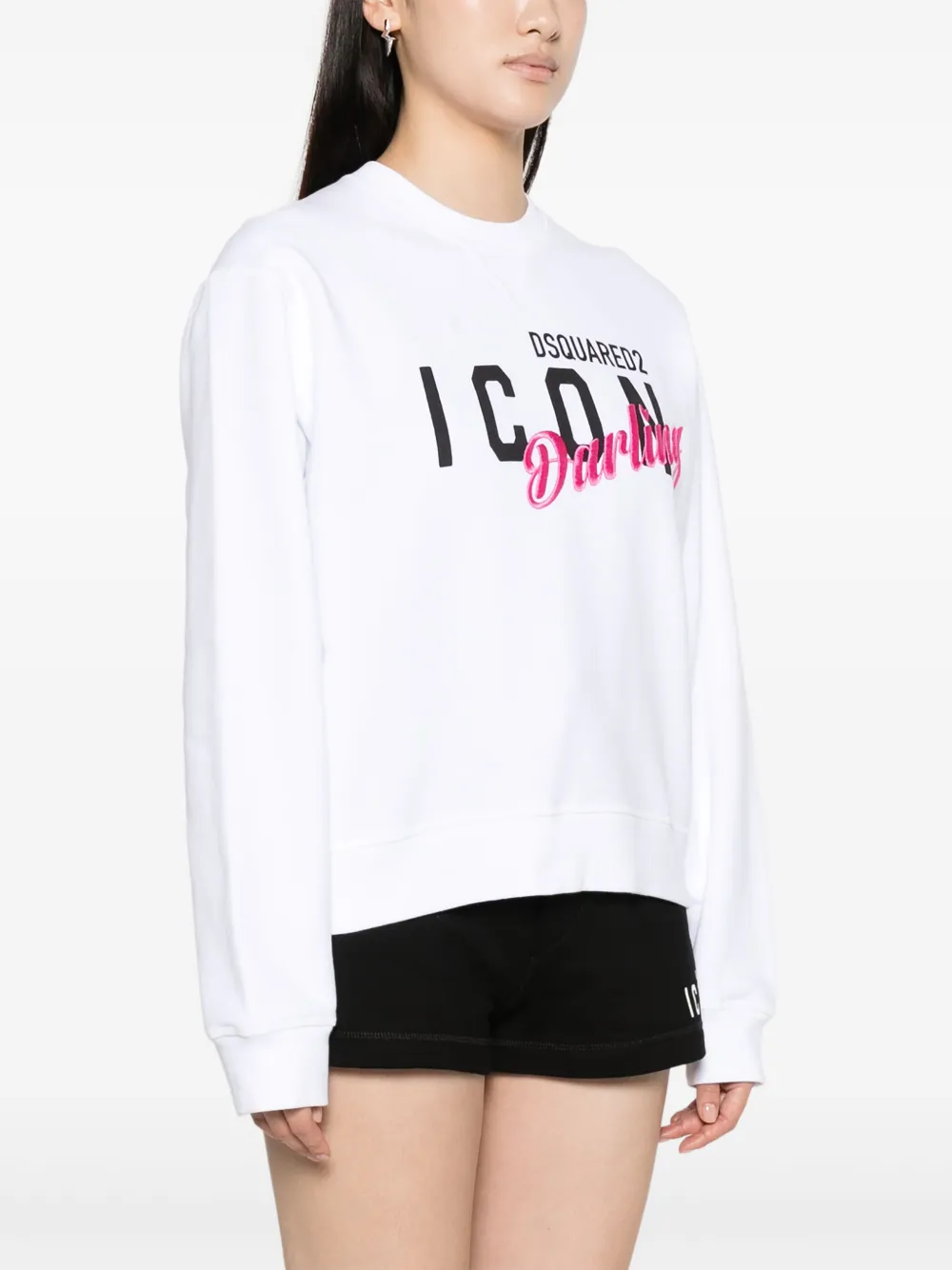 Shop Dsquared2 Icon Darling Cool Cotton Sweatshirt In Weiss