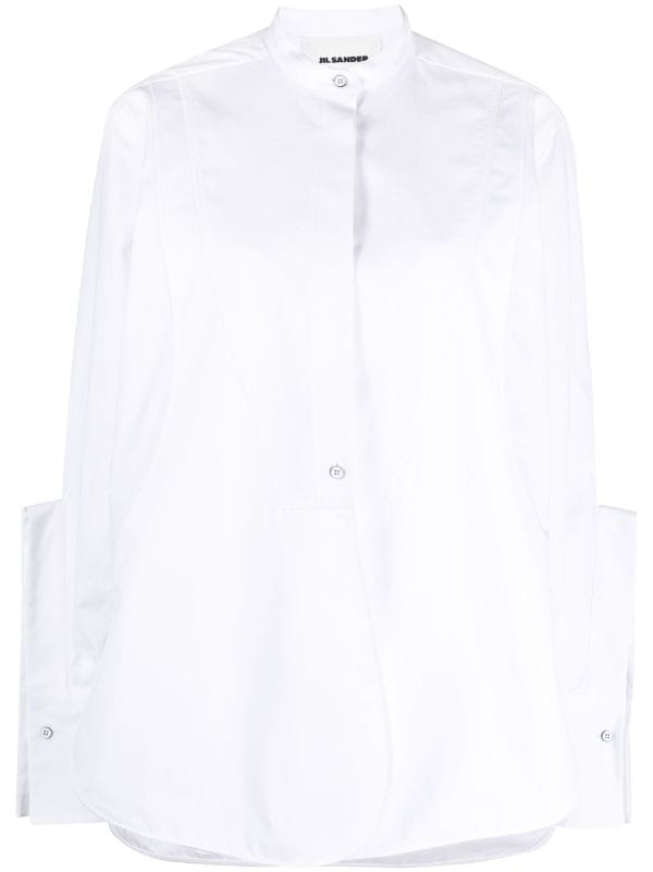最安値SALE新品未使用 タグ付き JIL SANDER バンドカラーシャツ ホワイト 34 トップス
