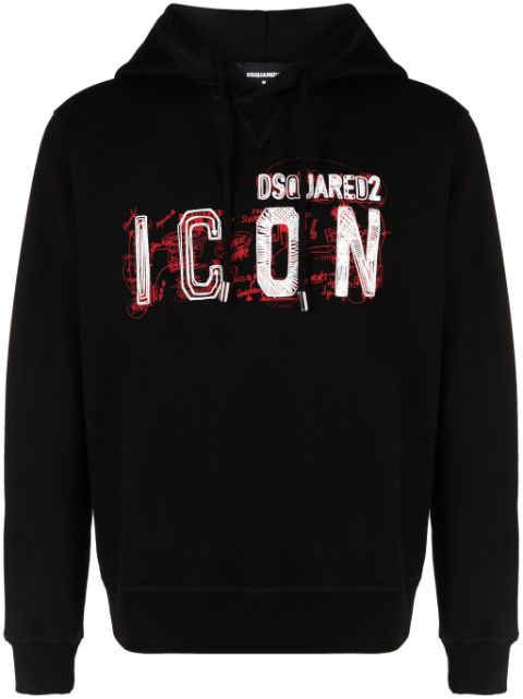 DSQUARED2 Icon Scribble-print cotton hoodie Men