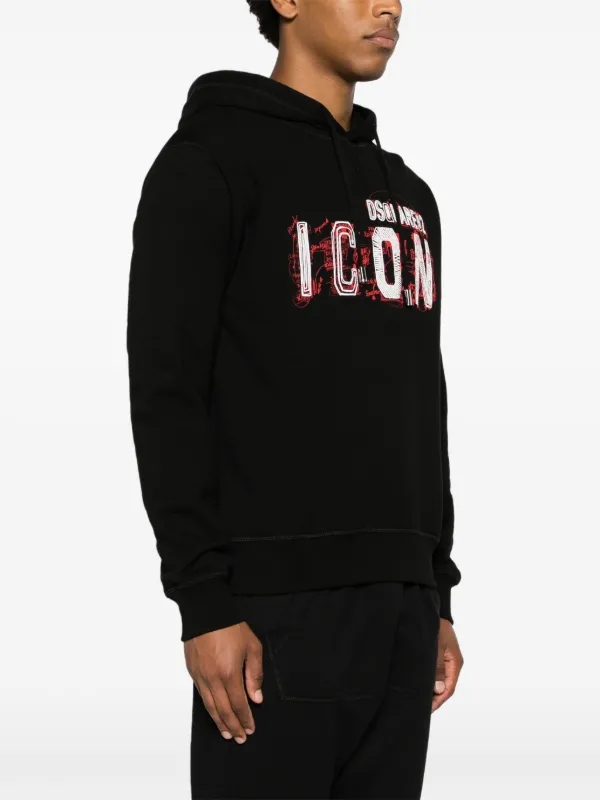 DSQUARED2 Icon Scribble-print Cotton Hoodie | Black