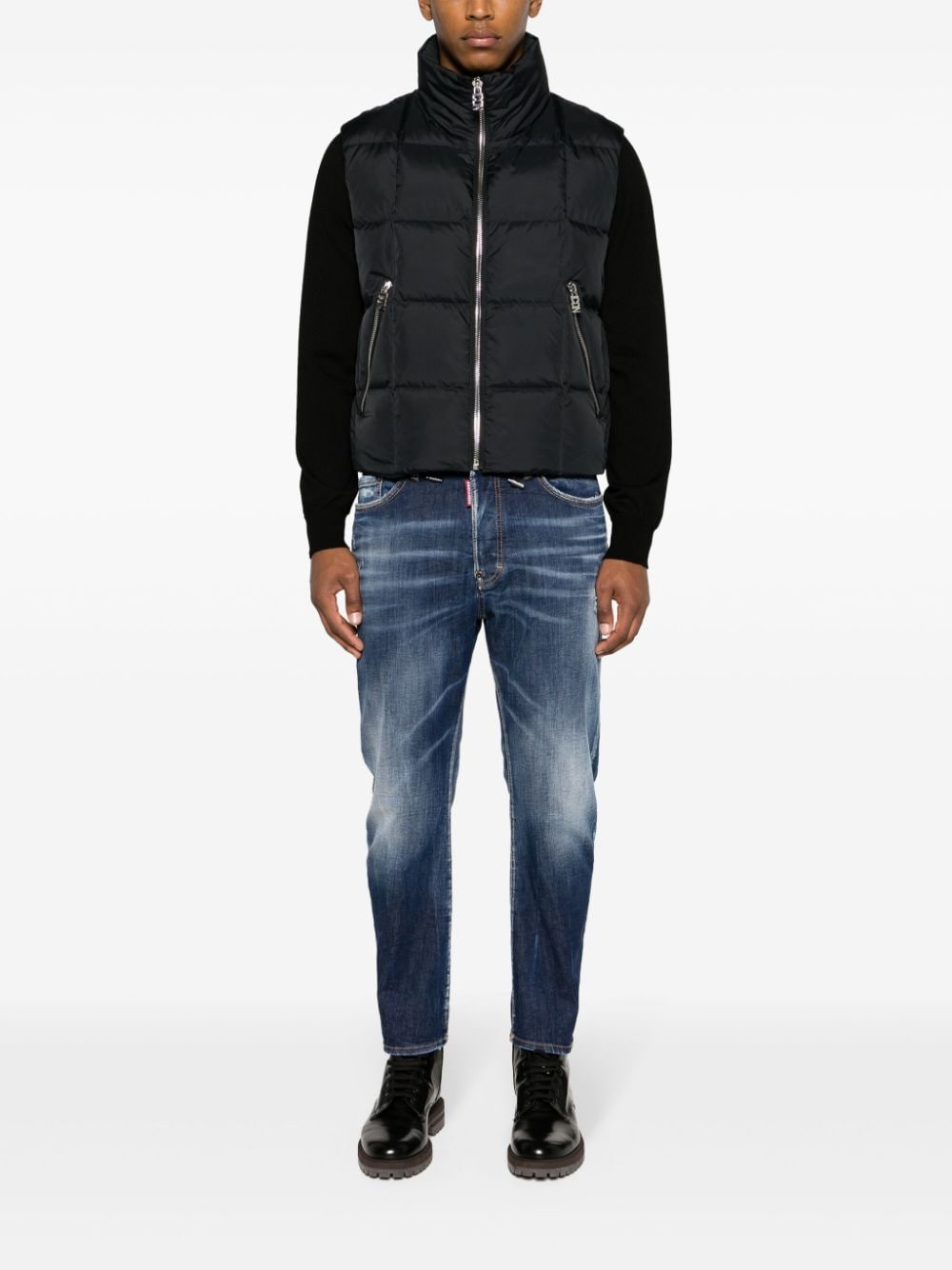 Dsquared2 Icon funnel-neck quilted down gilet - Zwart
