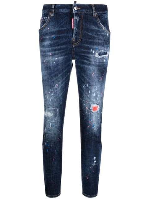 Dsquared2 paint splatter distressed skinny jeans