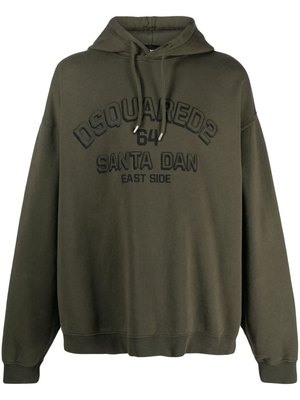 Dsquared2 Logo-embossed Cotton Hoodie In Green