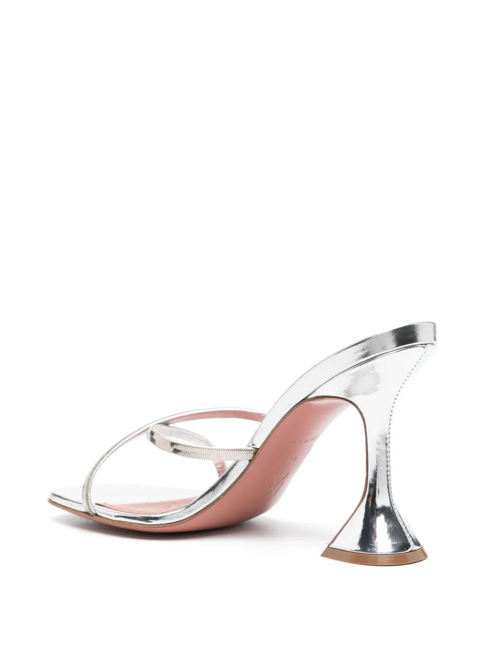 Shop Amina Muaddi Henson 95mm Metallic Mules In Silver