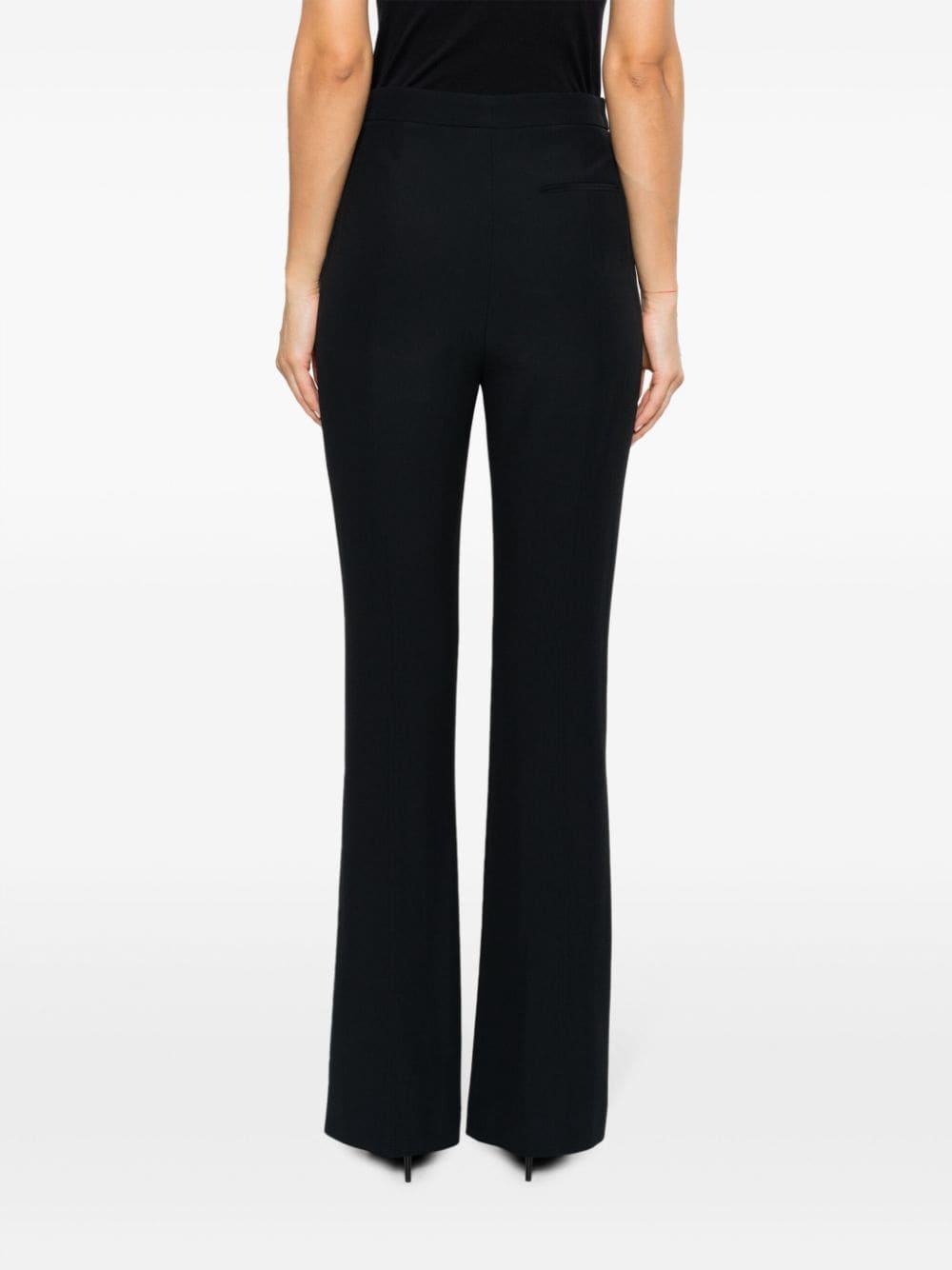 Shop Alexander Mcqueen Mid-rise Bootcut Crepe Trousers In Black