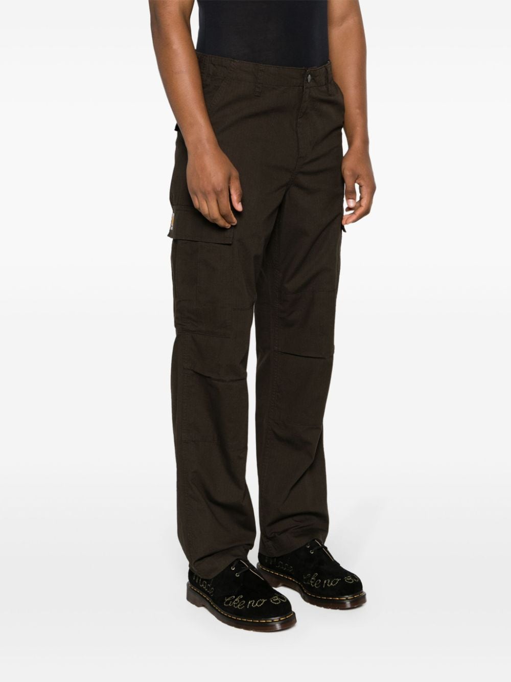 Shop Carhartt Logo-patch Ripstop Cargo Trousers In Brown