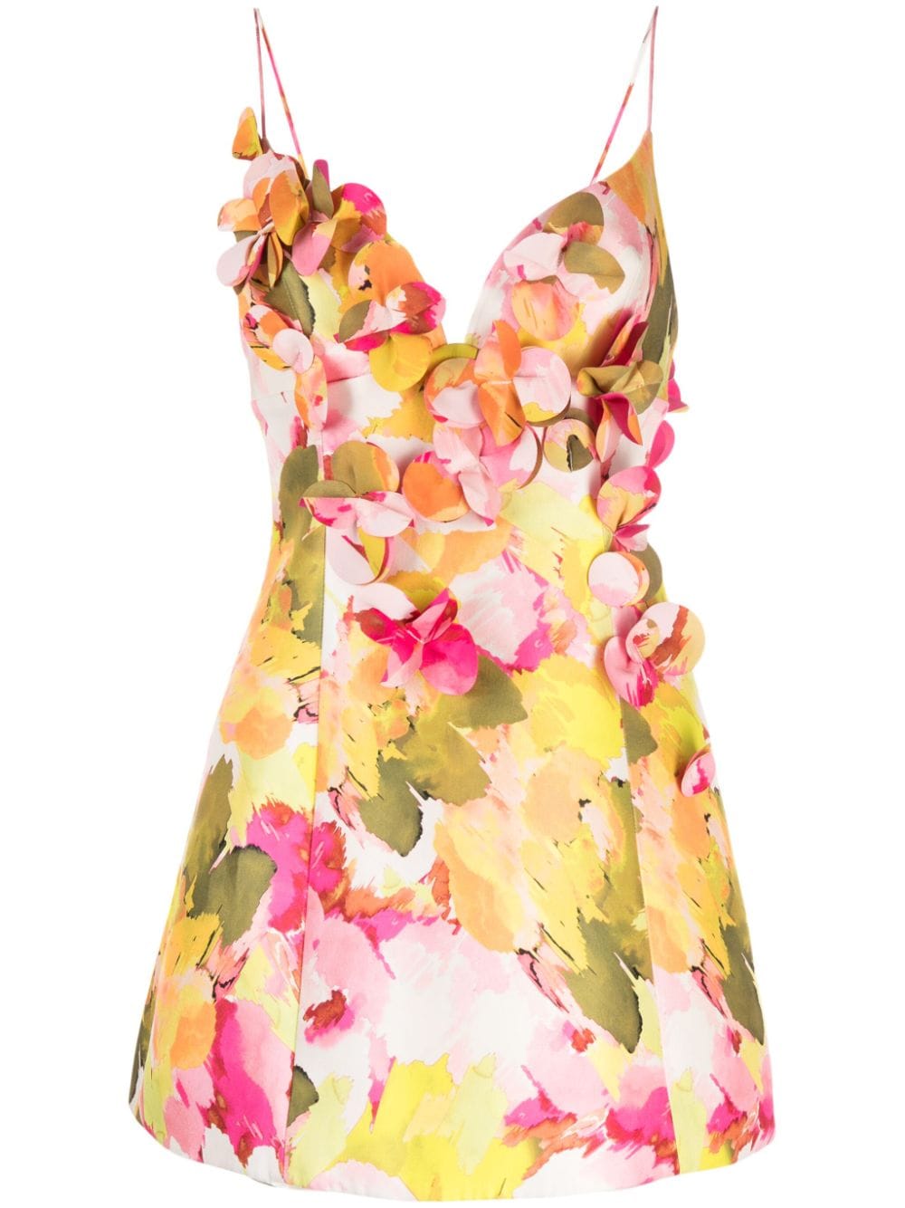 Shop Acler Isla Floral-appliqué Minidress In Multicolour