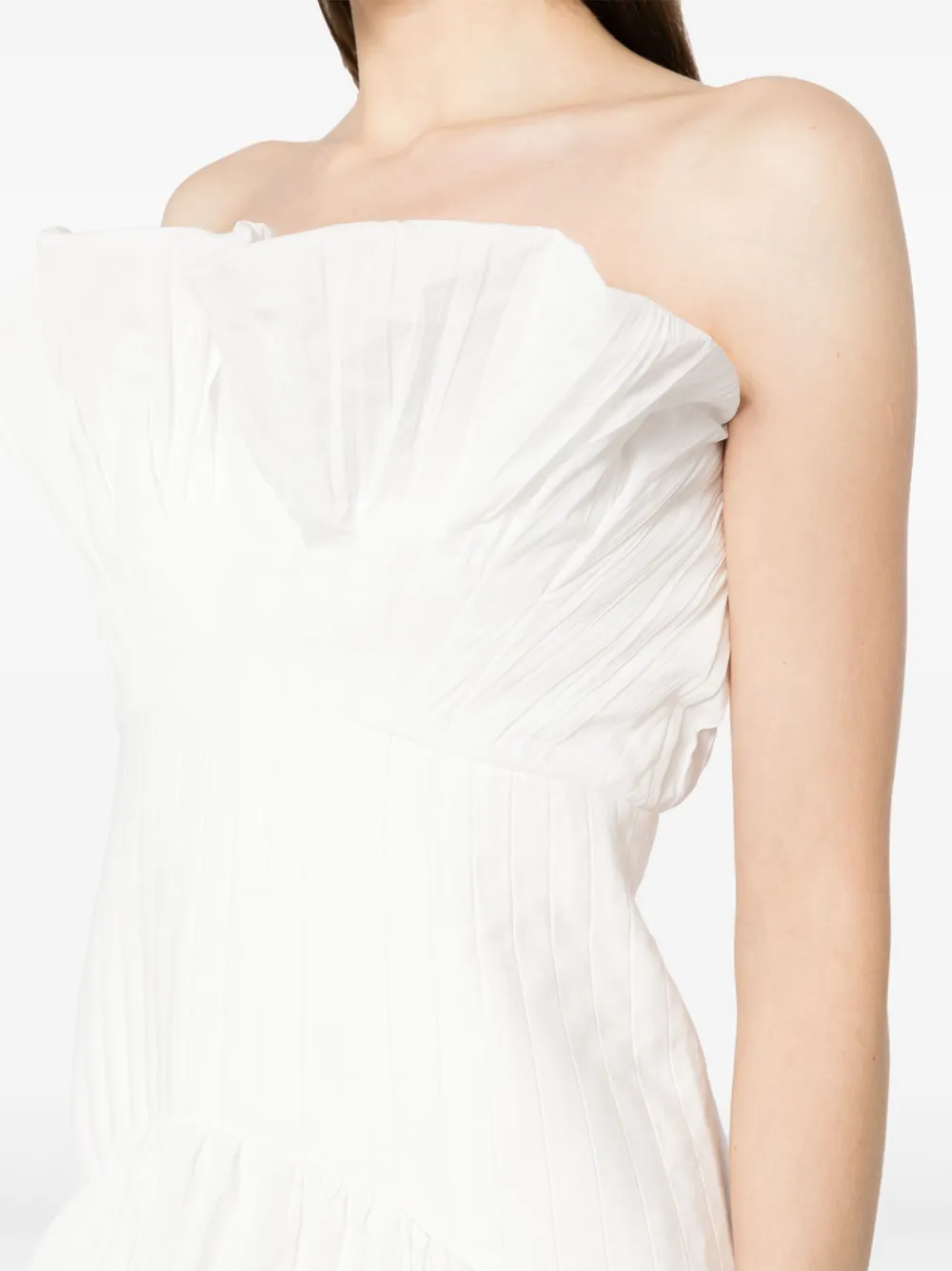 Shop Acler Ascot Ruffled Strapless Gown In White