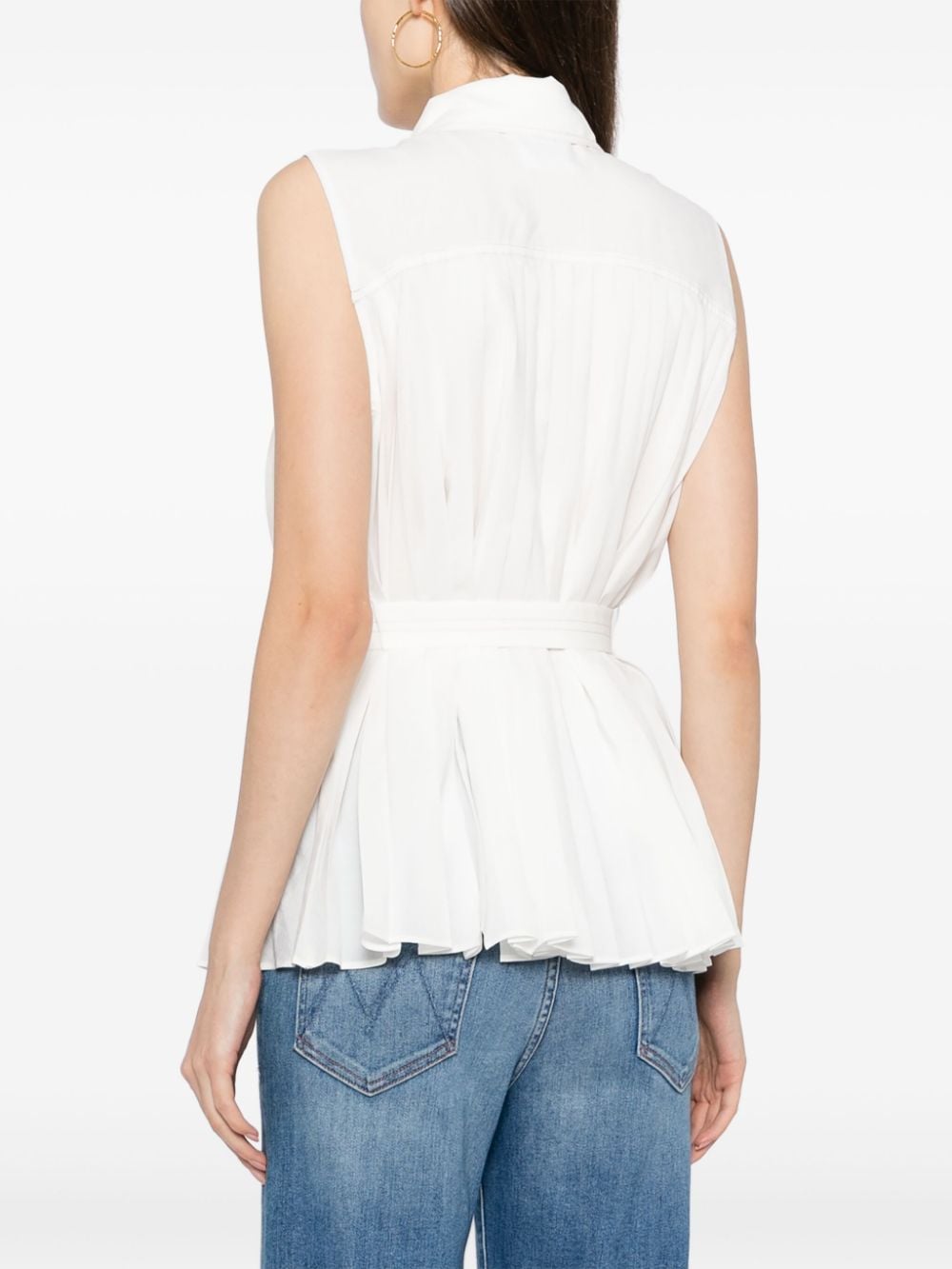 Shop Acler Arlie Pleated Sleeveless Blouse In White