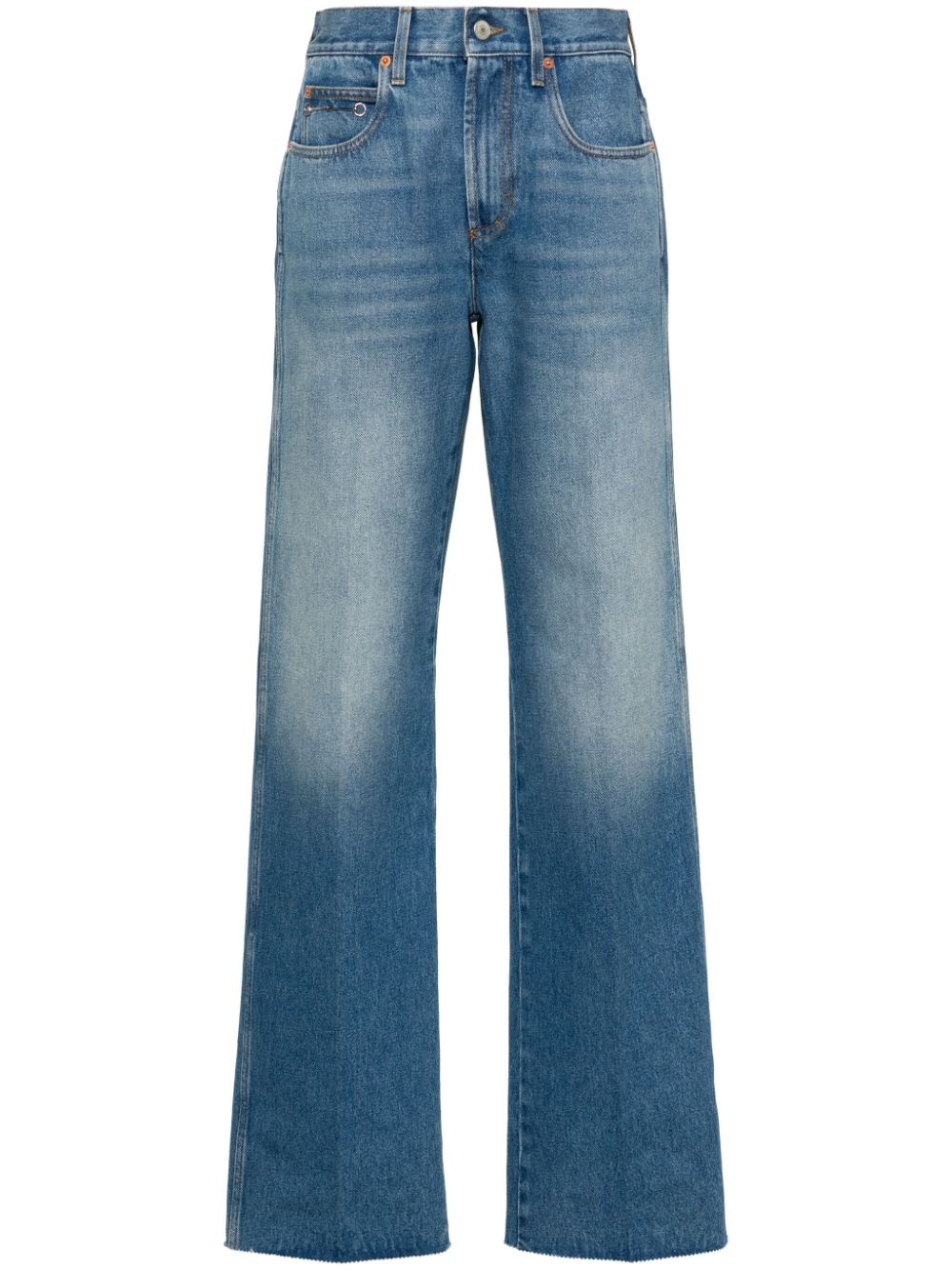 Shop Gucci Low-rise Wide-leg Jeans In Blue