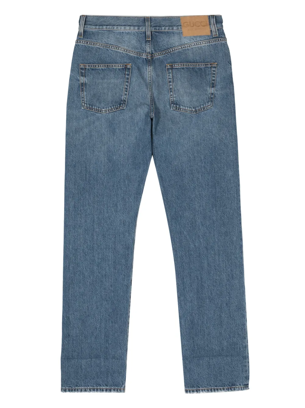 Gucci Low waist straight jeans met horsebit-detail Blauw