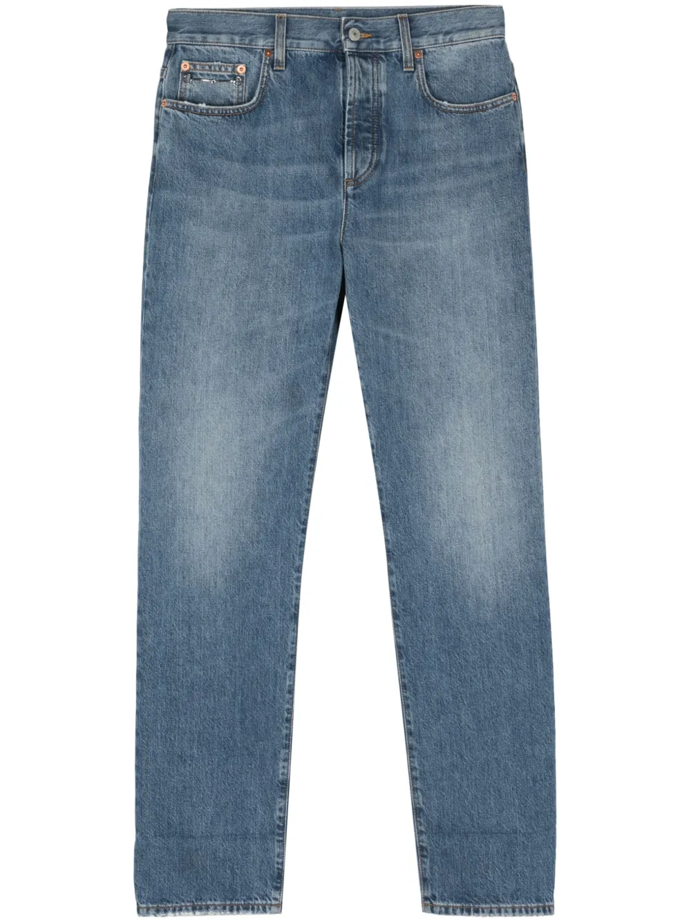 Gucci Low waist straight jeans met horsebit-detail Blauw