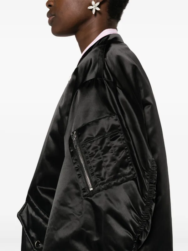 STAND STUDIO Prim Satin Bomber Jacket | Black | FARFETCH