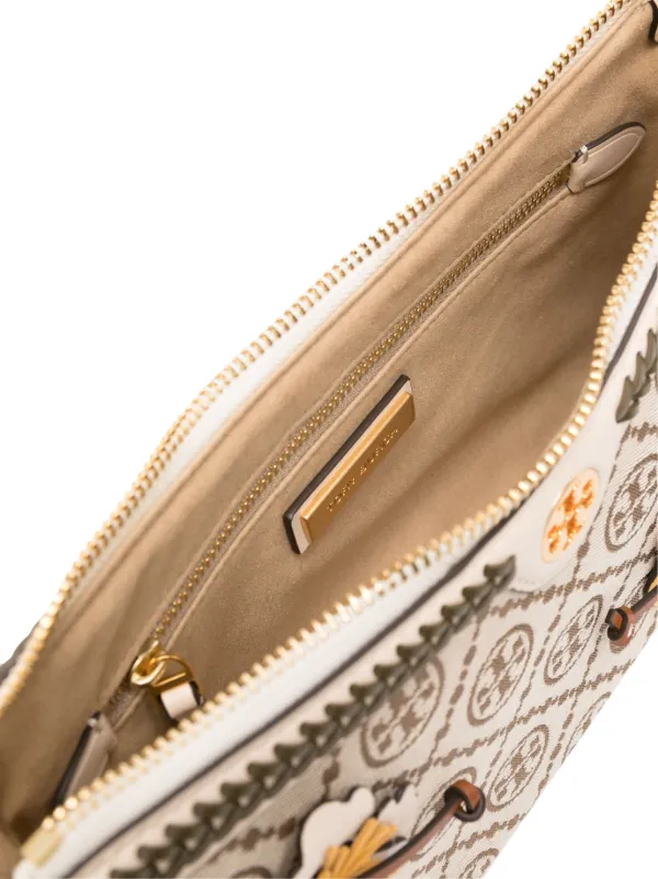 Tory Burch T Monogram Floral Applique Shoulder Bag