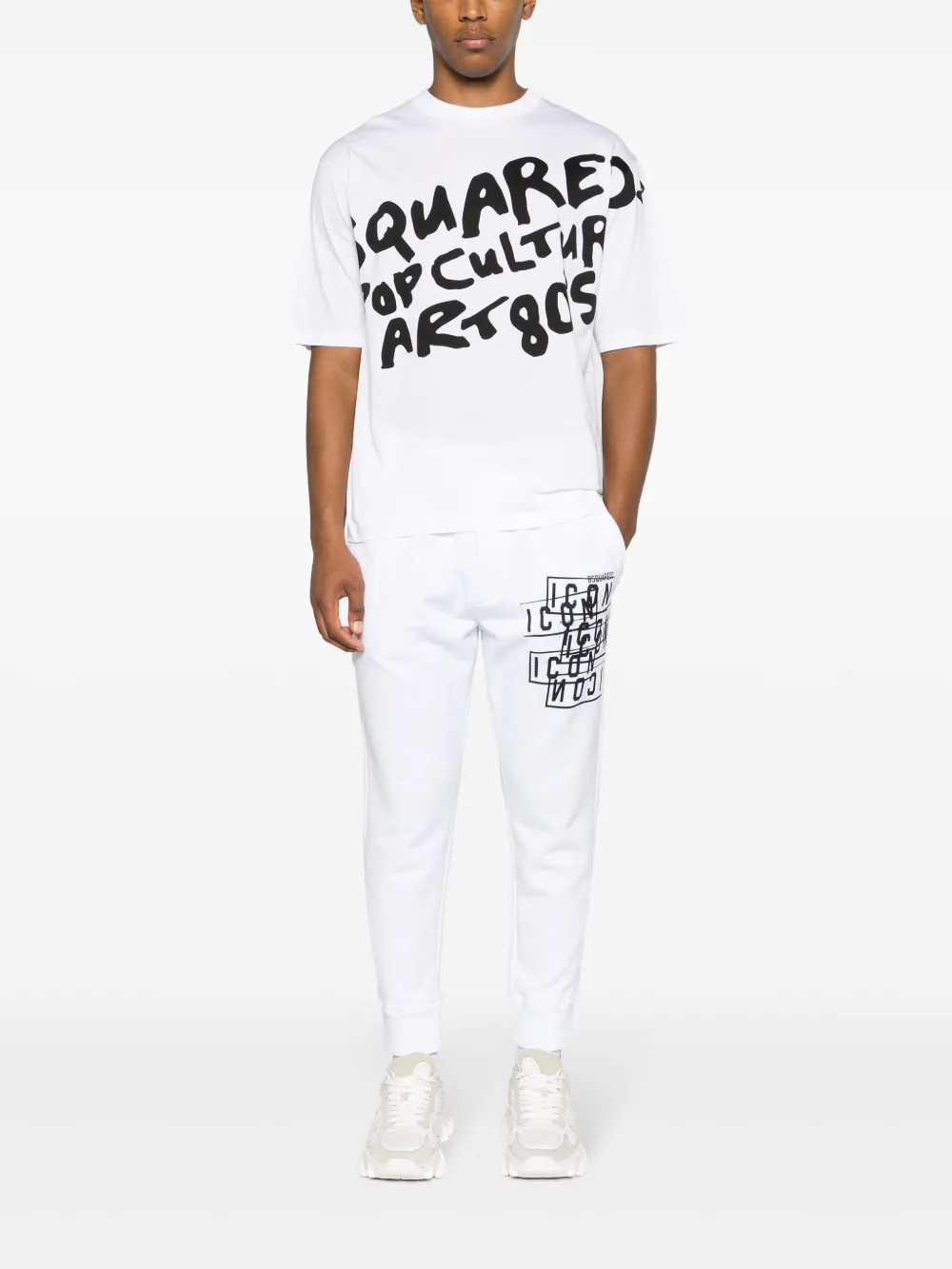 Shop Dsquared2 Icon-print Cotton Track Pants In White