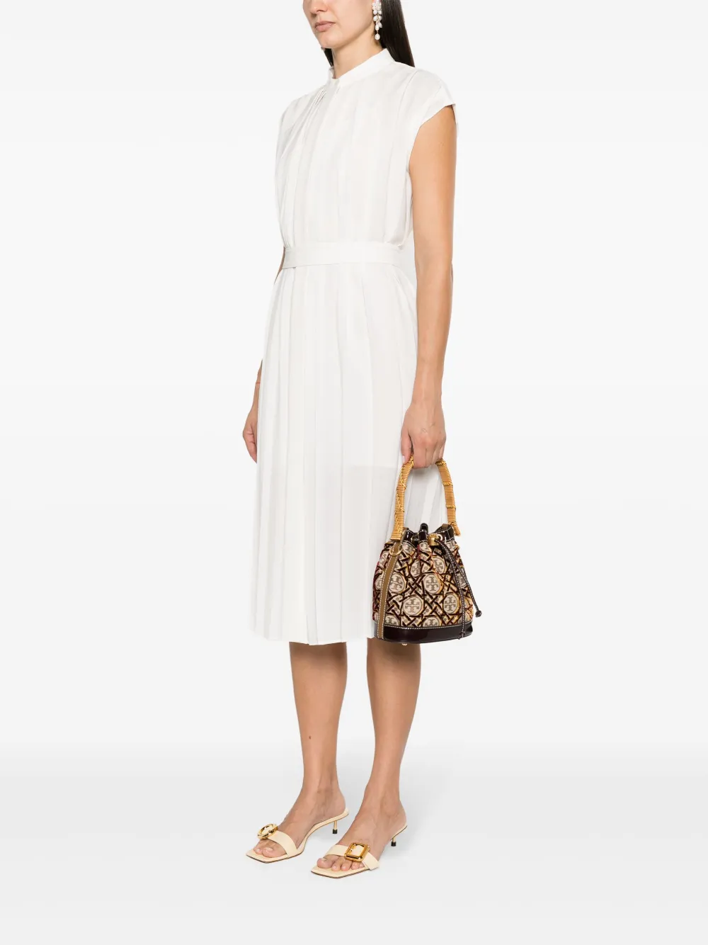 Tory Burch Double T-monogram fil coupé bucket bag - Bruin