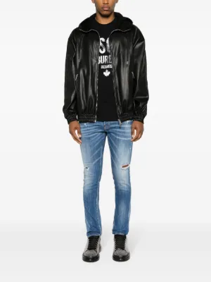 2024年作品 DSQUARED2 フェイクレザートラックジャケット