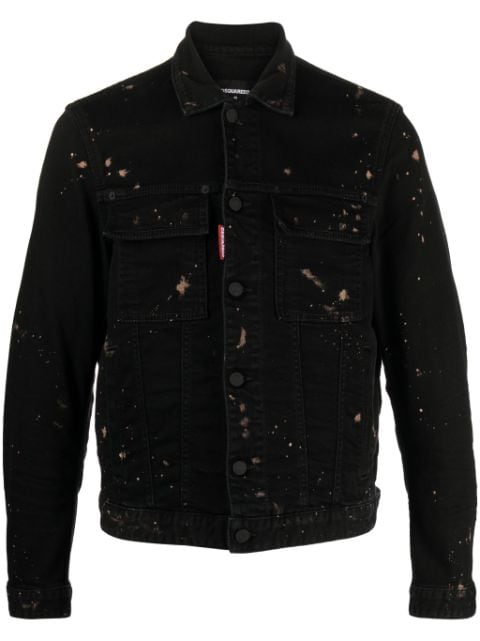 Dsquared2 Icon paint-splatter button-up denim jacket