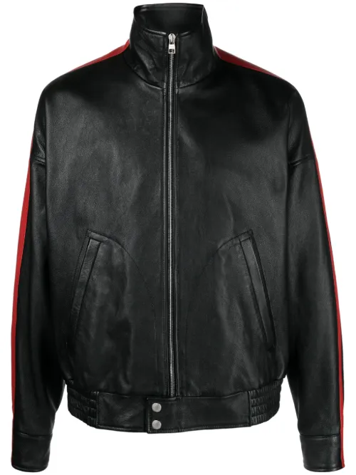 Veste de moto en cuir à rayures - Alexander McQueen - Modalova