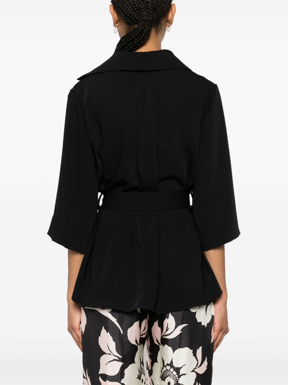 Shop P.a.r.o.s.h Tied-waist Cady Blouse In Black