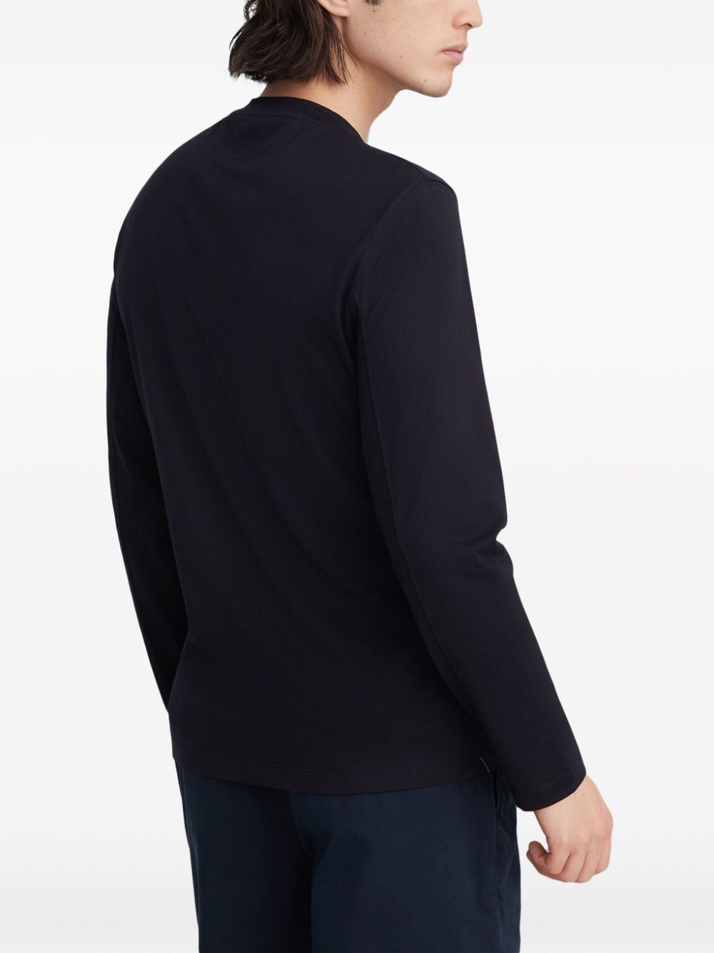 Brunello Cucinelli Katoenen T-shirt met geribbelde hals Zwart
