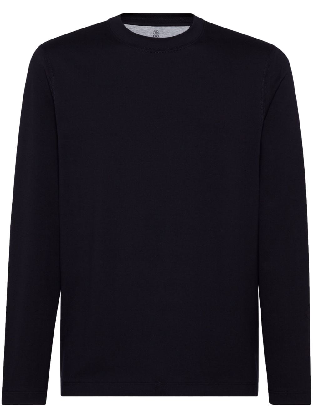 Brunello Cucinelli Katoenen T-shirt met geribbelde hals Zwart