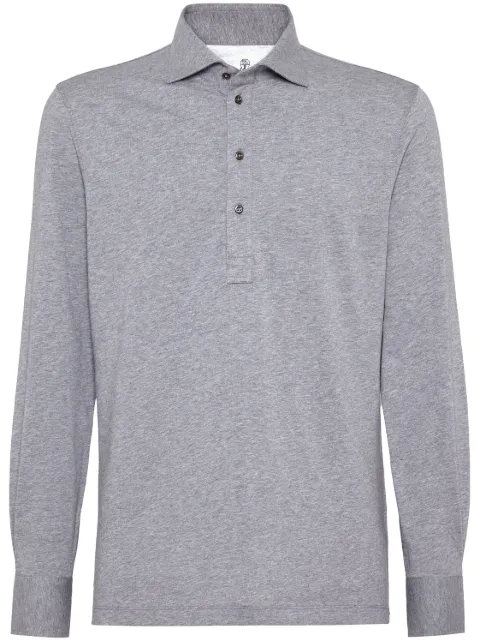 Brunello Cucinelli mélange-effect cotton polo shirt