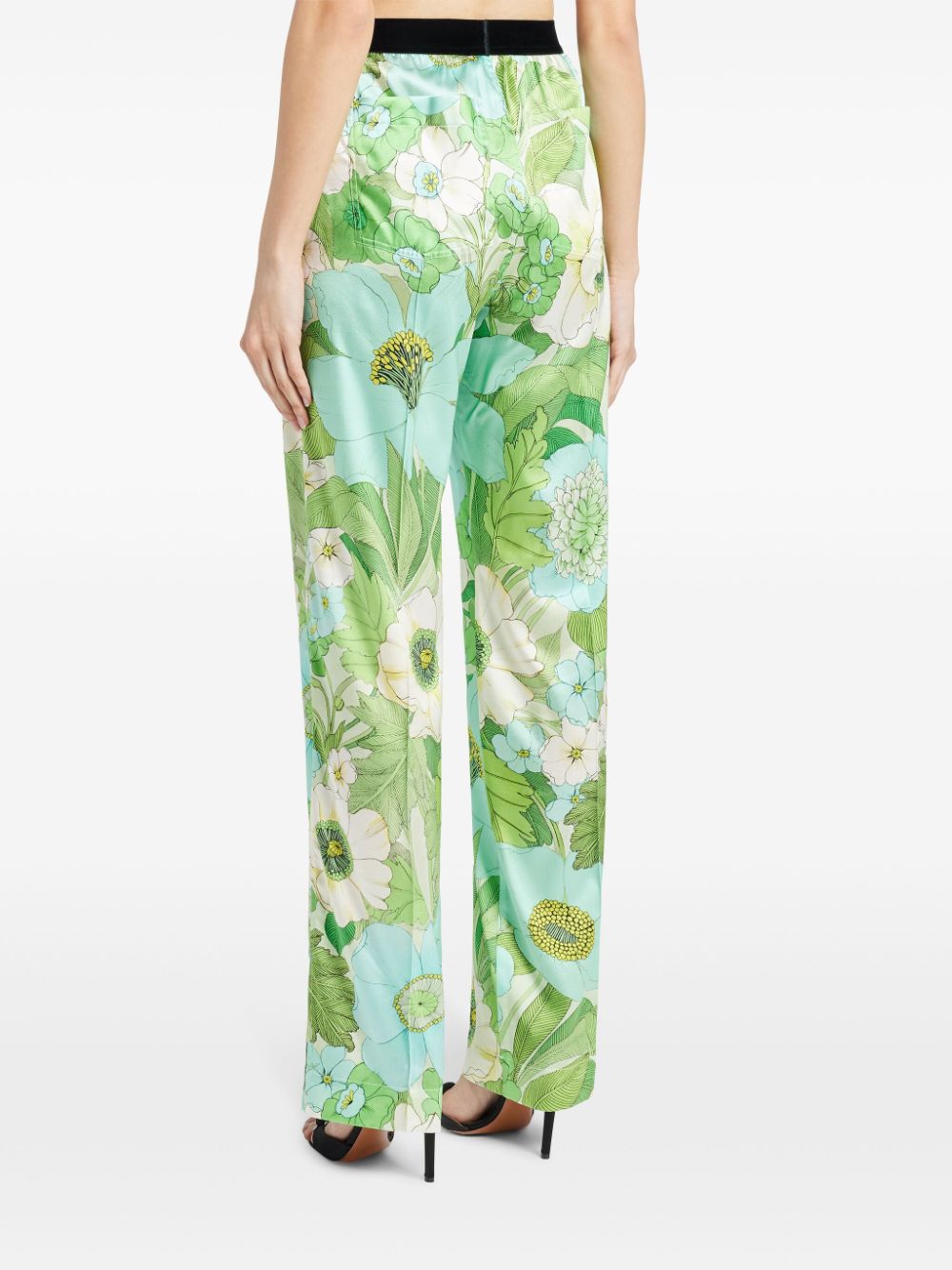Shop Tom Ford Logo-waistband Floral-print Trousers In 绿色