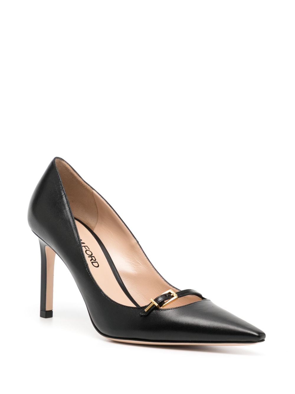 Shop Tom Ford Angelina Leather Buckle Pumps In Black