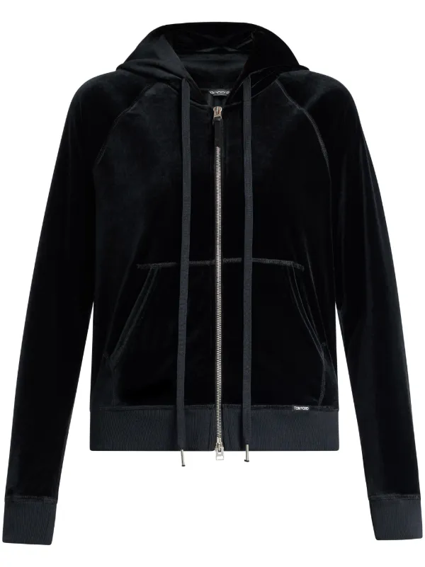 TOM FORD long sleeve velour hoodie women Triacetate Polyester L Black