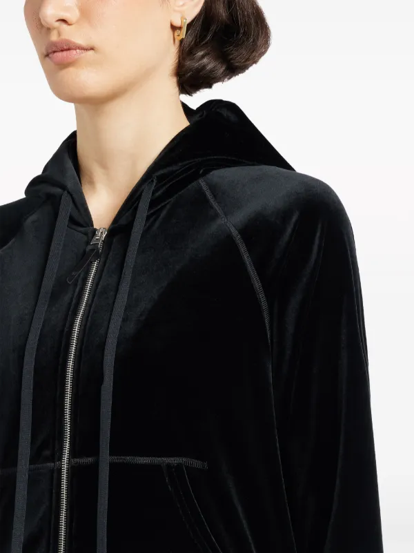 Velour black hoodie hotsell