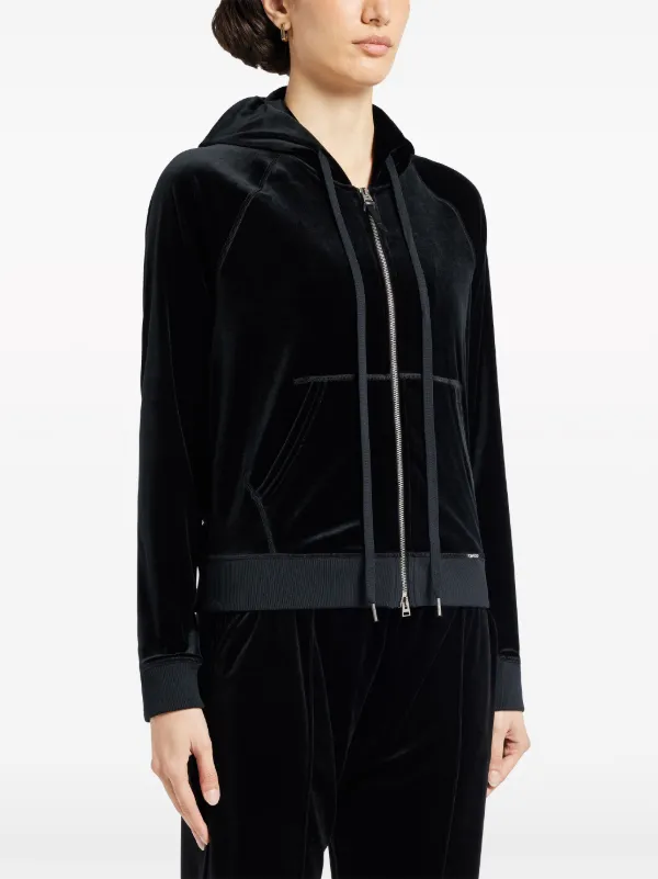 Black velour hoodie shop